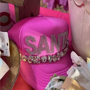 SANTA Pink Rhinestone Women's Cap